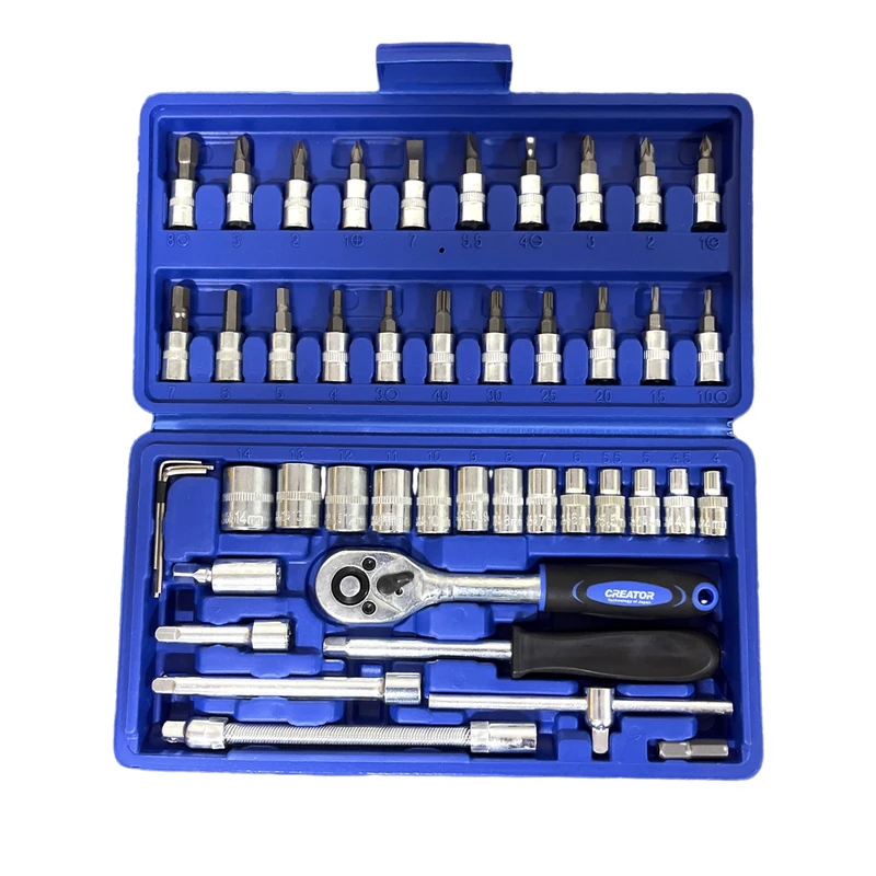 آچار بکس و دسته بکس کریتور مدل crst46 مجموعه 46 عددی