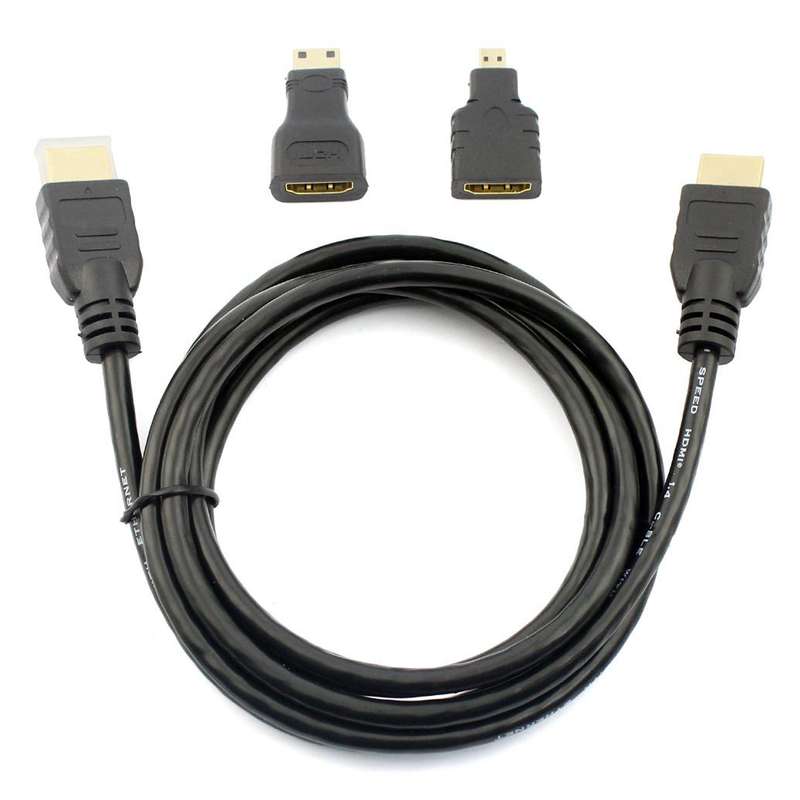 کابل HDMI مدل Hs 3 in 1 به طول 1.5 متر به همراه تبدیل mini HDMI و Micro HDMI