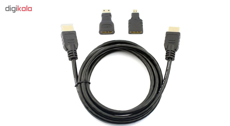 کابل HDMI مدل Hs 3 in 1 به طول 1.5 متر به همراه تبدیل mini HDMI و Micro HDMI