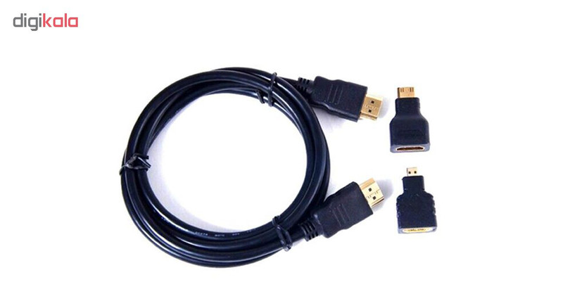 کابل HDMI مدل Hs 3 in 1 به طول 1.5 متر به همراه تبدیل mini HDMI و Micro HDMI