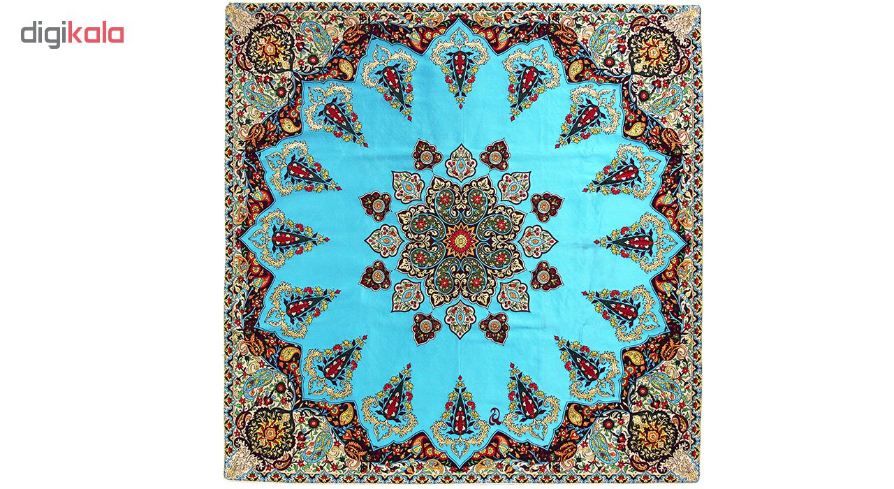 رومیزی ترمه ابریشم عدل کشمیر طرح سرو سایز 100x100 سانتی متر