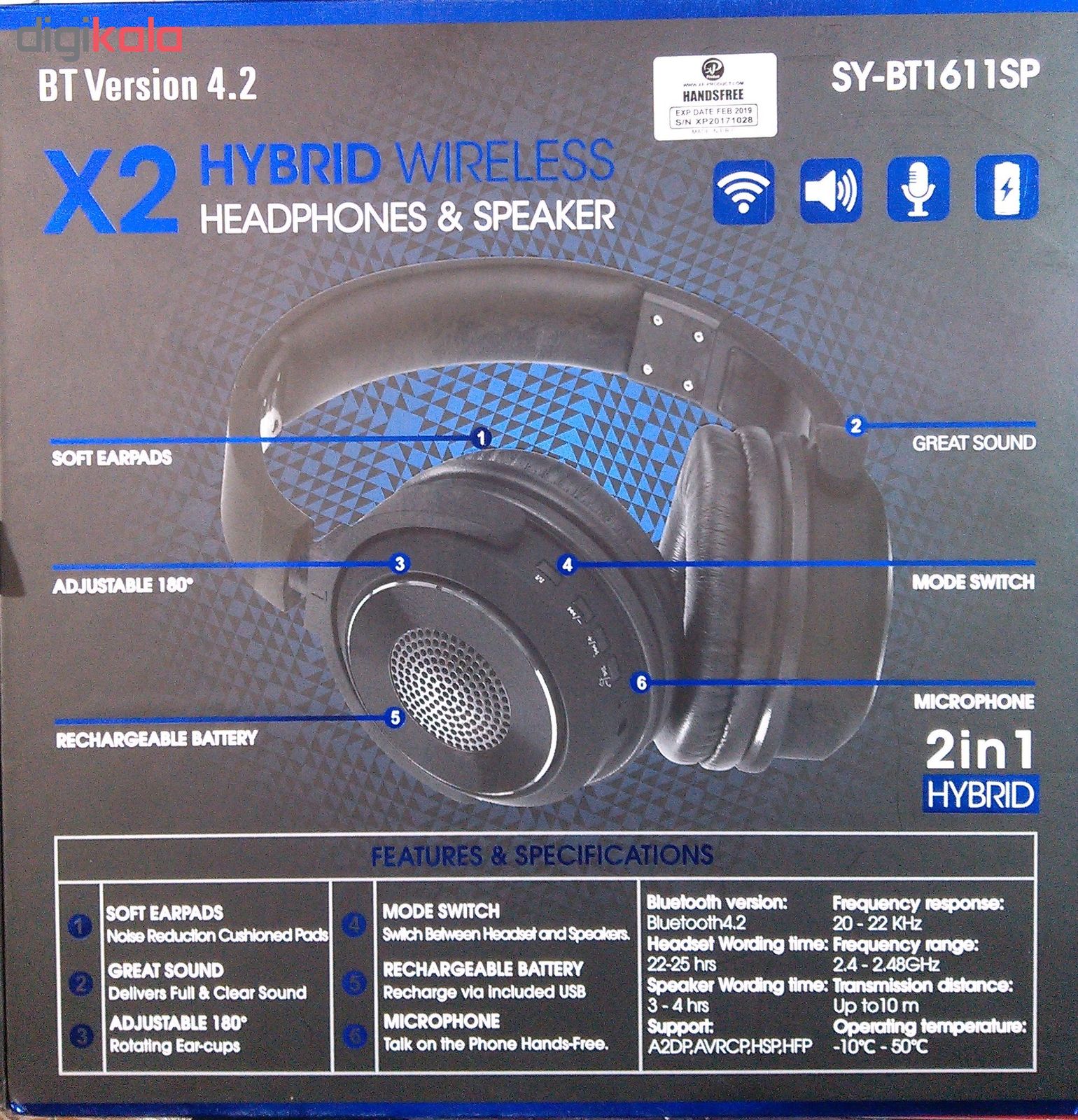 هدفون بی سیم مدل X2-SY-BT1611SP main 1 2