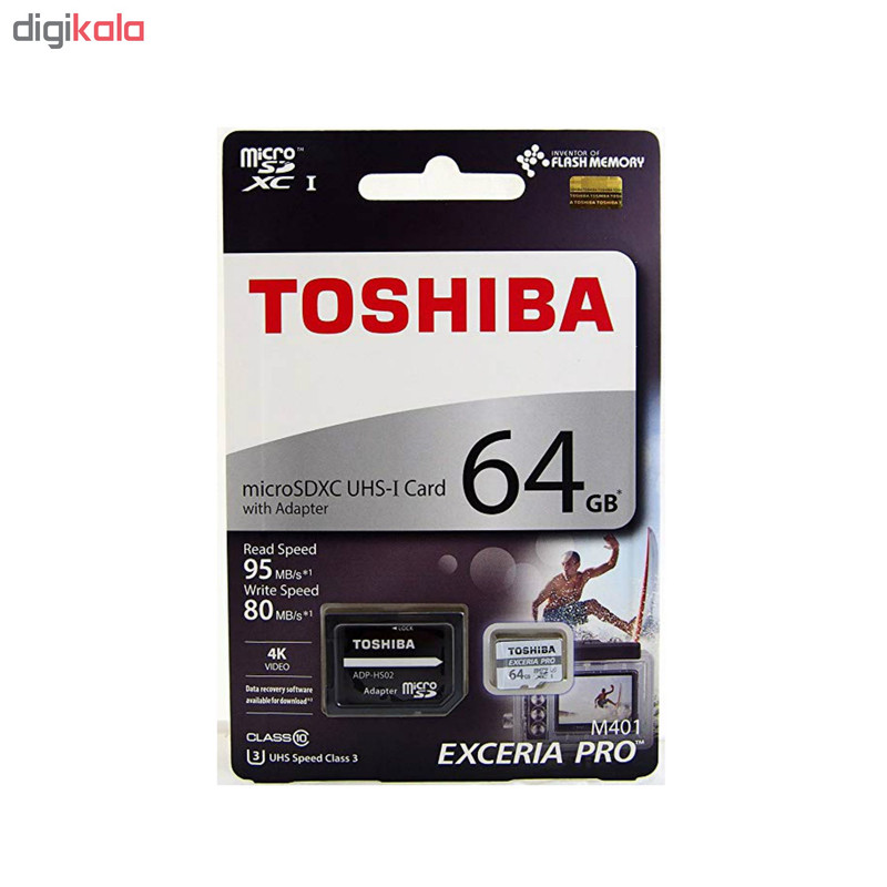 کارت حافظه microSDHC توشیبا مدل M401 کلاس 10 استاندارد UHS-I U3 سرعت 95MBps ظرفیت 64 گیگابایت