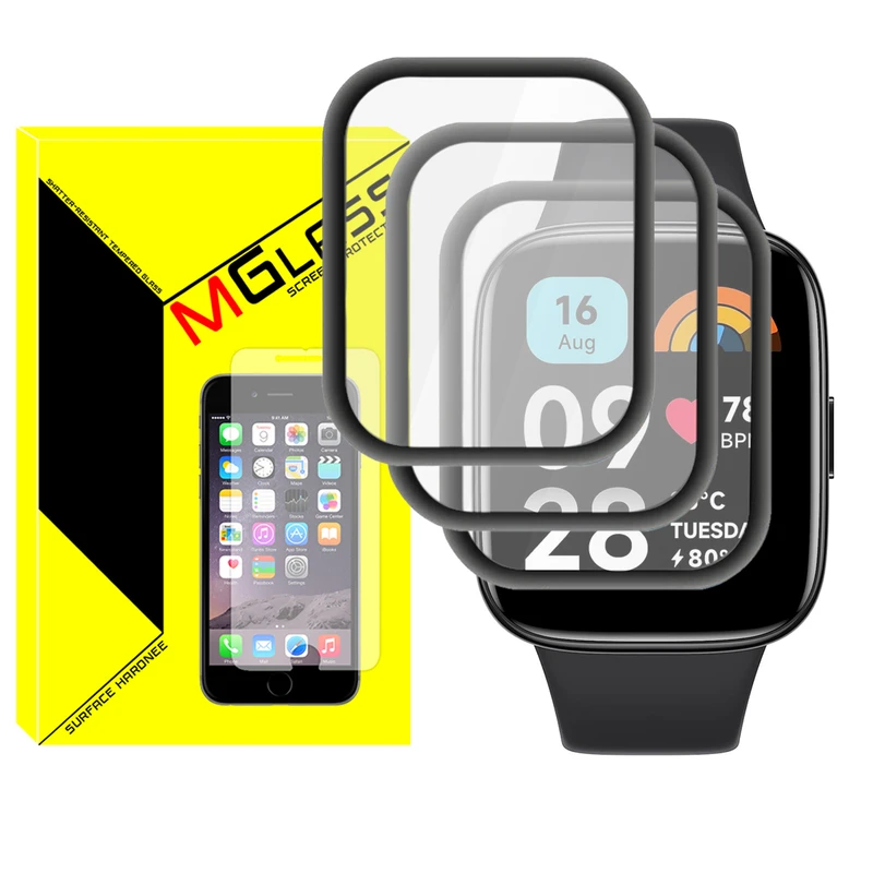 محافظ صفحه نمایش نانو ام‌گلس مدل GLS-Pmma مناسب برای ساعت هوشمند شیائومی Redmi Watch 3 / Watch 3 Active بسته سه عددی