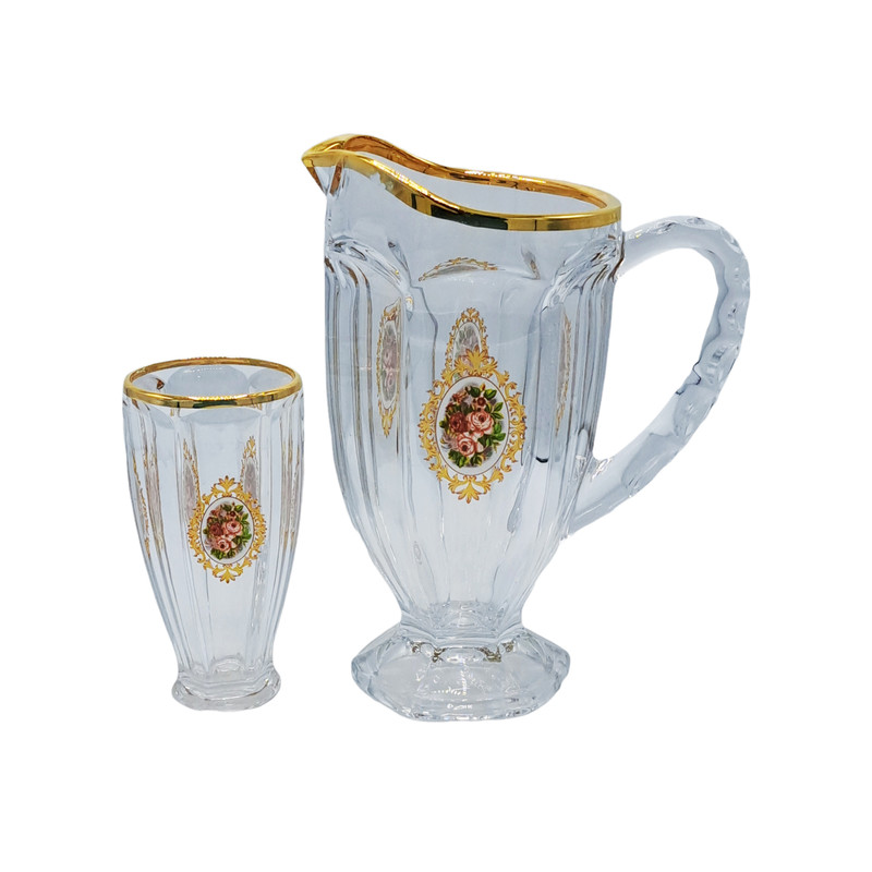 ست پارچ و لیوان 7 پارچه مجستی مدل پترا گل رز