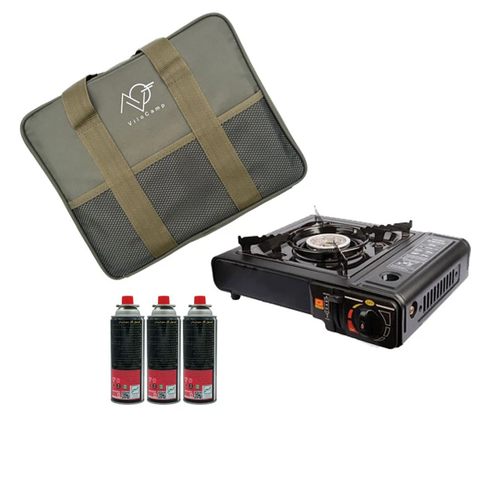 عکس شماره 11 : اجاق گاز سفری مدل vilocamp به همراه کیف و کپسول مجموعه 5 عددی
