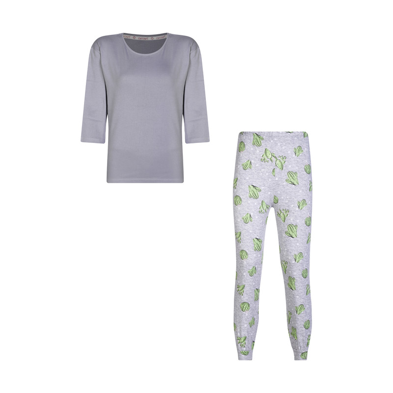 ست تیشرت و شلوار زنانه افراتین مدل کاکتوس کد 6599 رنگ طوسی