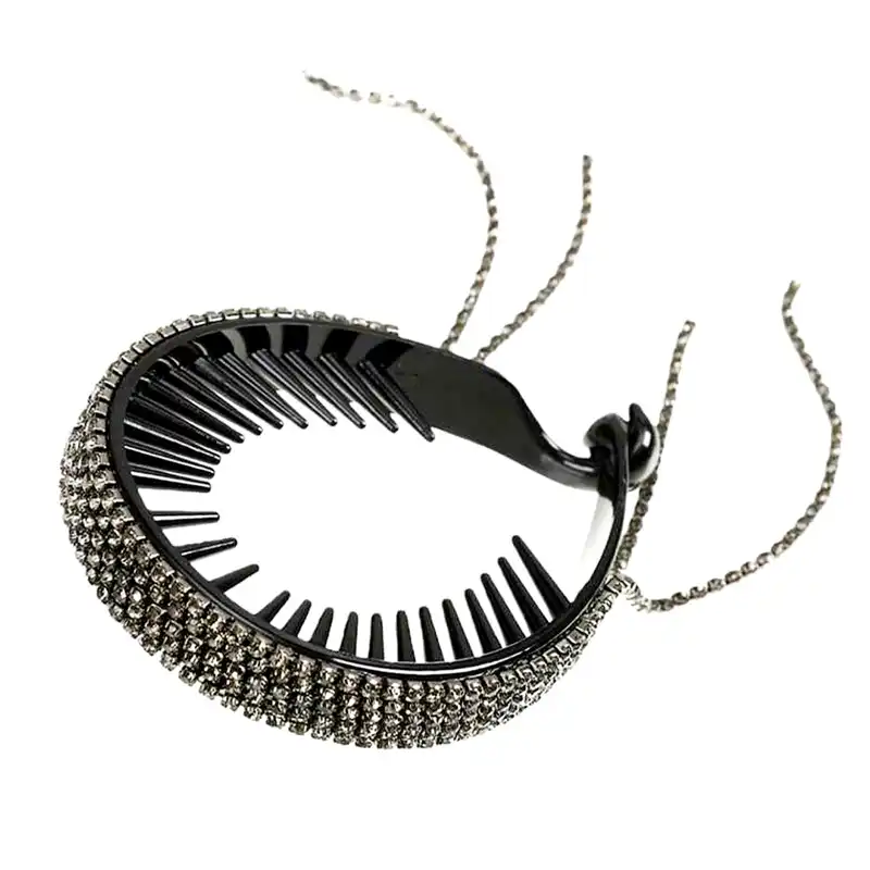 گیره مو زنانه مدل گوجه ای آویزدار طرح سامورایی نگین دار آبشاری کد 1900 brg