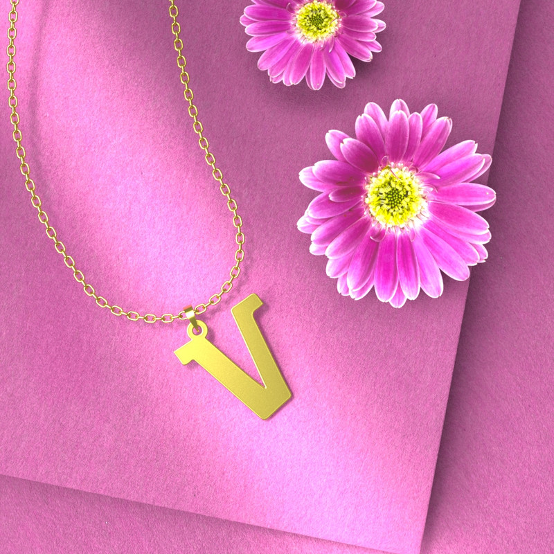 گردنبند طلا 18 عیار زنانه مدوپد مدل حرف V کد H3-1-1061