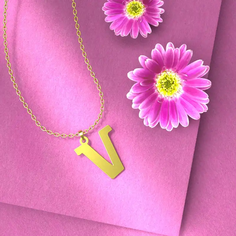 گردنبند طلا 18 عیار زنانه مدوپد مدل حرف V کد H3-1-1061