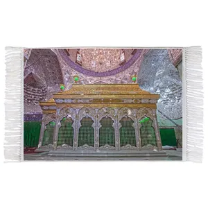 فرش ماشینی دیوارکوب اطلس آبی طرح ضریح حرم امام حسین مدل T2431 