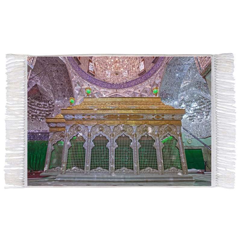 فرش ماشینی دیوارکوب اطلس آبی طرح ضریح حرم امام حسین مدل T2431 