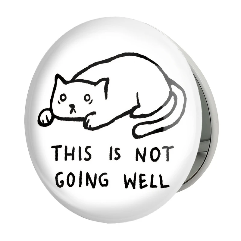 آینه جیبی خندالو طرح گربه نگران مدل تاشو کد 29286