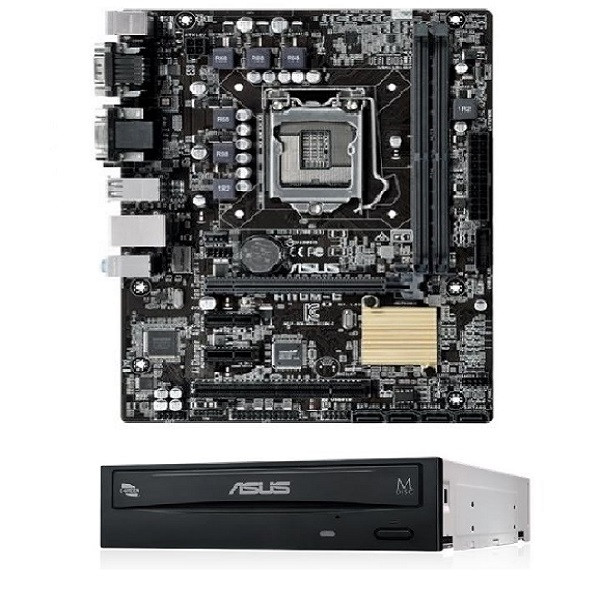 مادربورد ایسوس H110M-C به همراه درایو DVD اینترنال ایسوس مدل DRW-24D5MT بدون جعبه