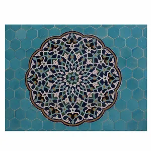 تابلو شاسی گالری هنرآرا طرح اسلیمی آبی فیروزه ایی کد 11013