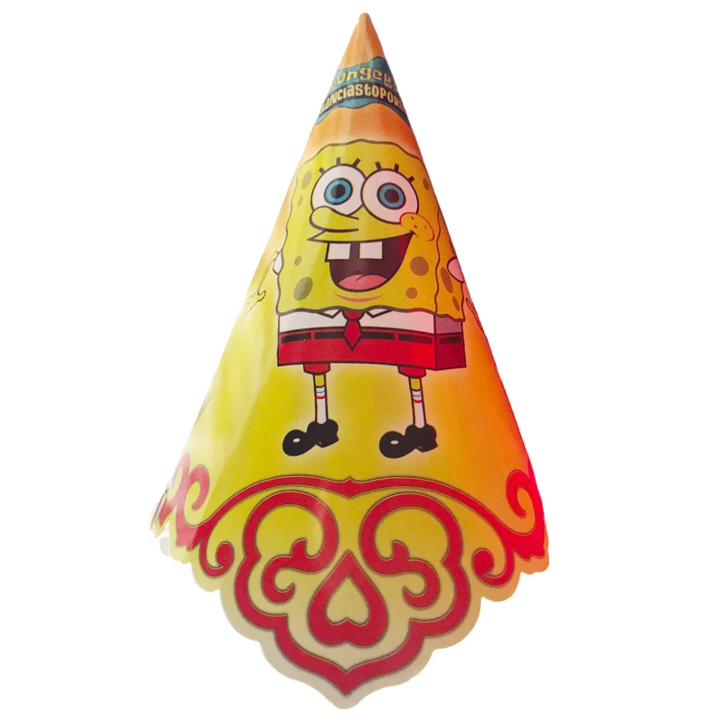 کلاه تولد مسترتم طرح باب اسفنجی بسته 10 عددی