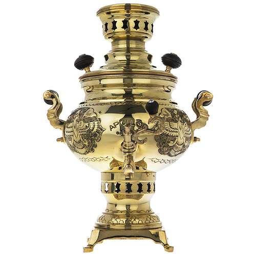 سماور زغالی آپولون مدل توپولون قلم کاری شده ظرفیت 3 لیتر