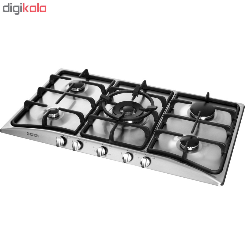 اجاق گاز صفحه‌ای پنج شعله استیل البرز مدل S-5904