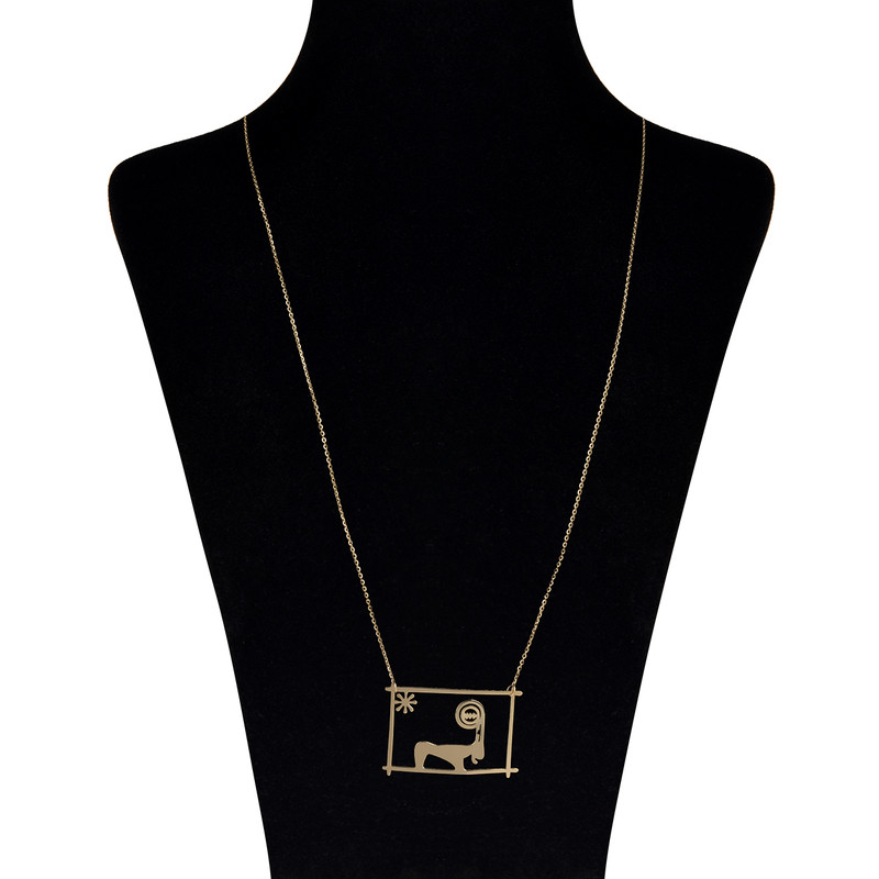 گردنبند طلا 18 عیار زنانه زرمان مدل ZMM0860 طرح بز سفال ایران باستان