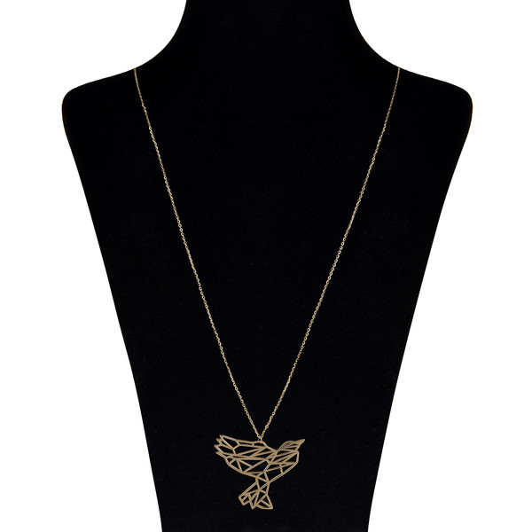 گردنبند طلا 18 عیار زنانه زرمان مدل ZMM0851 طرح پرنده اوریگامی