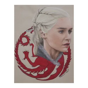 نقاشی مداد رنگی به سبک رئالیسم مدل دنریس تارگارین