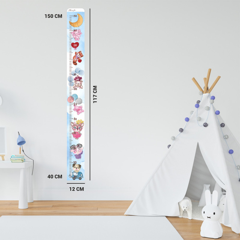 متر اندازه گیری کودک مدل چوبی طرح حیوانات