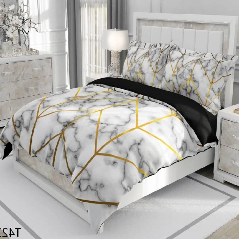 سرویس روتختی سنگ مرمر مدل سفیدطلایی دو نفره 6 تکه