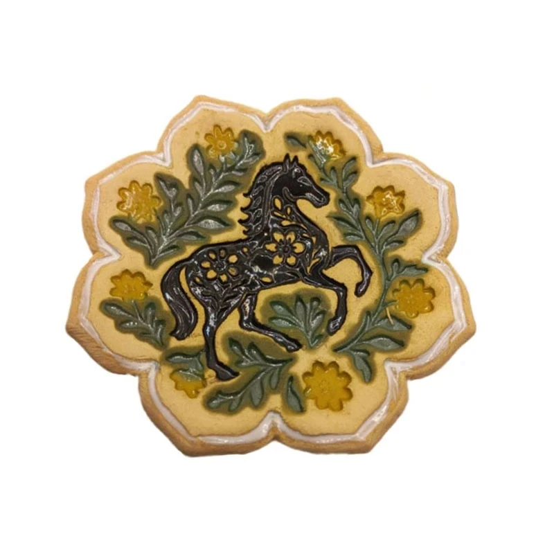 بشقاب سفالی مدل اسب کد 03