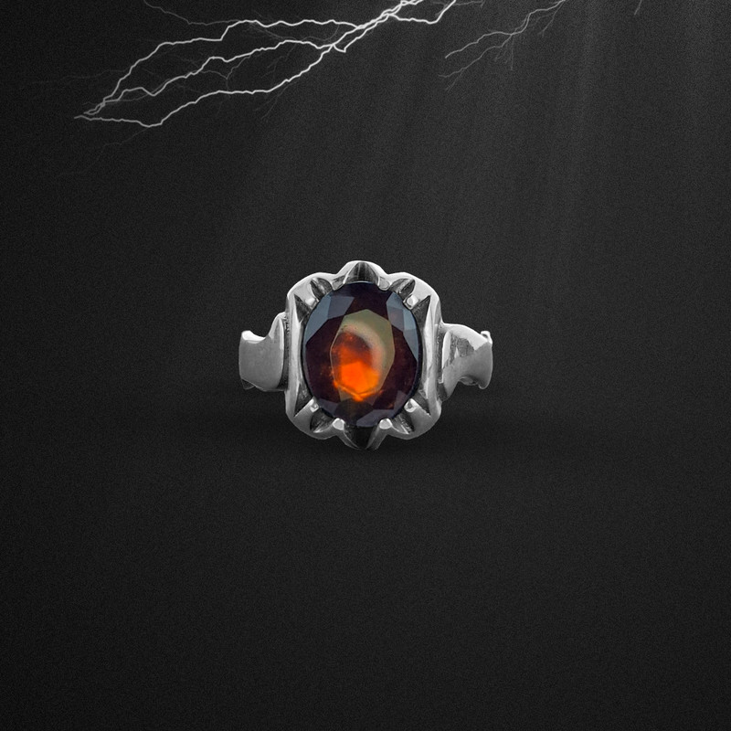 انگشتر نقره مردانه مدل گارنت