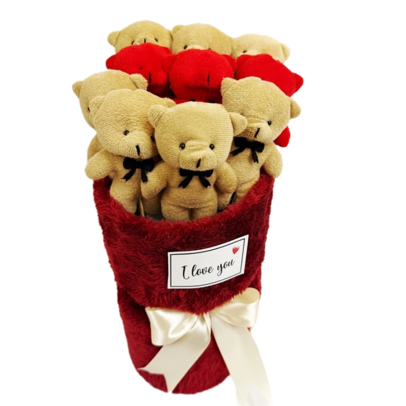 ست هدیه عروسک مدل بوکت دسته گل عروسکی کد 09 ارتفاع 35 سانتی‌متر