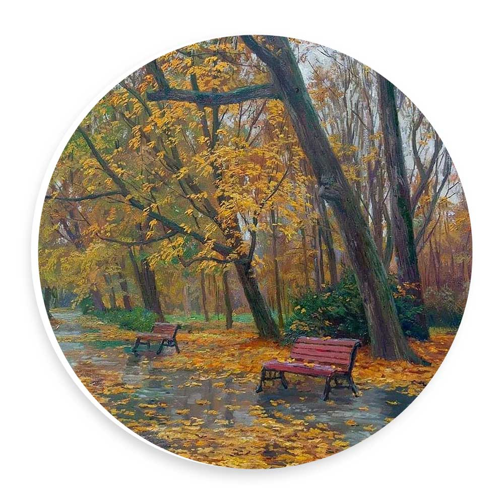 دیوارکوب طرح نیمکت و جاده پاییزی مدل wtb894