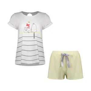 ست تی شرت آستین کوتاه و شلوارک زنانه ناربن مدل 1521691-3164 رنگ لیمویی روشن