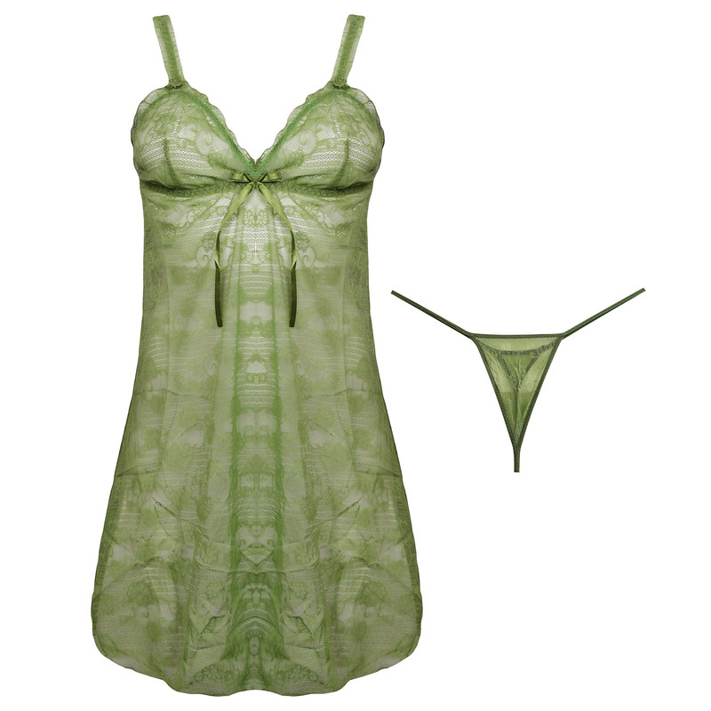لباس خواب زنانه مدل گیپوری کد 4302-535 رنگ سبز