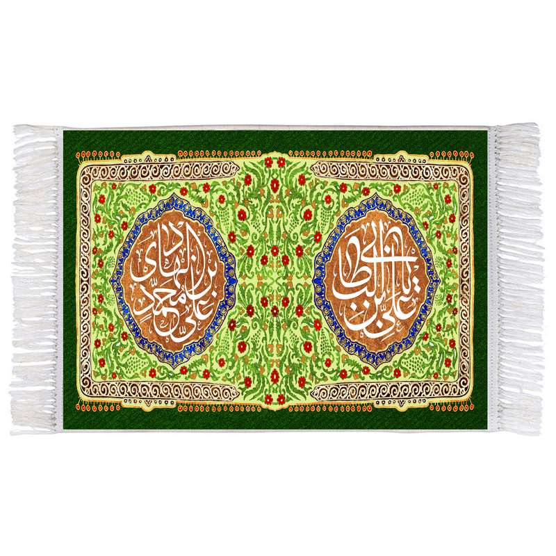 فرش ماشینی دیوارکوب اطلس آبی مدل علی بن ابی طالب کد T3826 