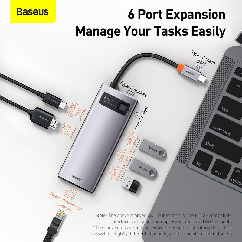 هاب 6 پورت USB-C باسئوس مدل CW0G