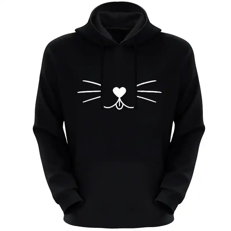 هودی زنانه مدل سیبل پیشی F299 رنگ مشکی