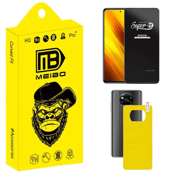 محافظ صفحه نمایش میبو مدل Transparent SuperD مناسب برای گوشی موبایل شیائومی Poco X3 به همراه محافظ پشت گوشی