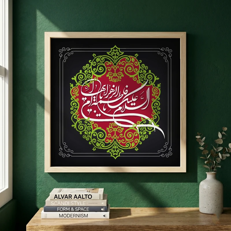 تابلو طرح السلام علیک یا فاطمه الزهراء مدل G13979 فریم کرم روشن