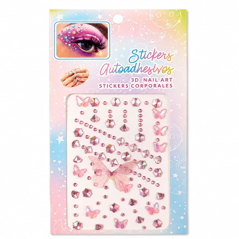 نگین صورت مدل پروانه و نگین چسبی بسته 150 عددی