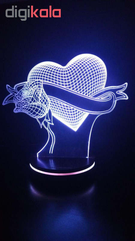 چراغ خواب سه بعدی پارسافن لیزر طرح عاشقانه قلب و گل