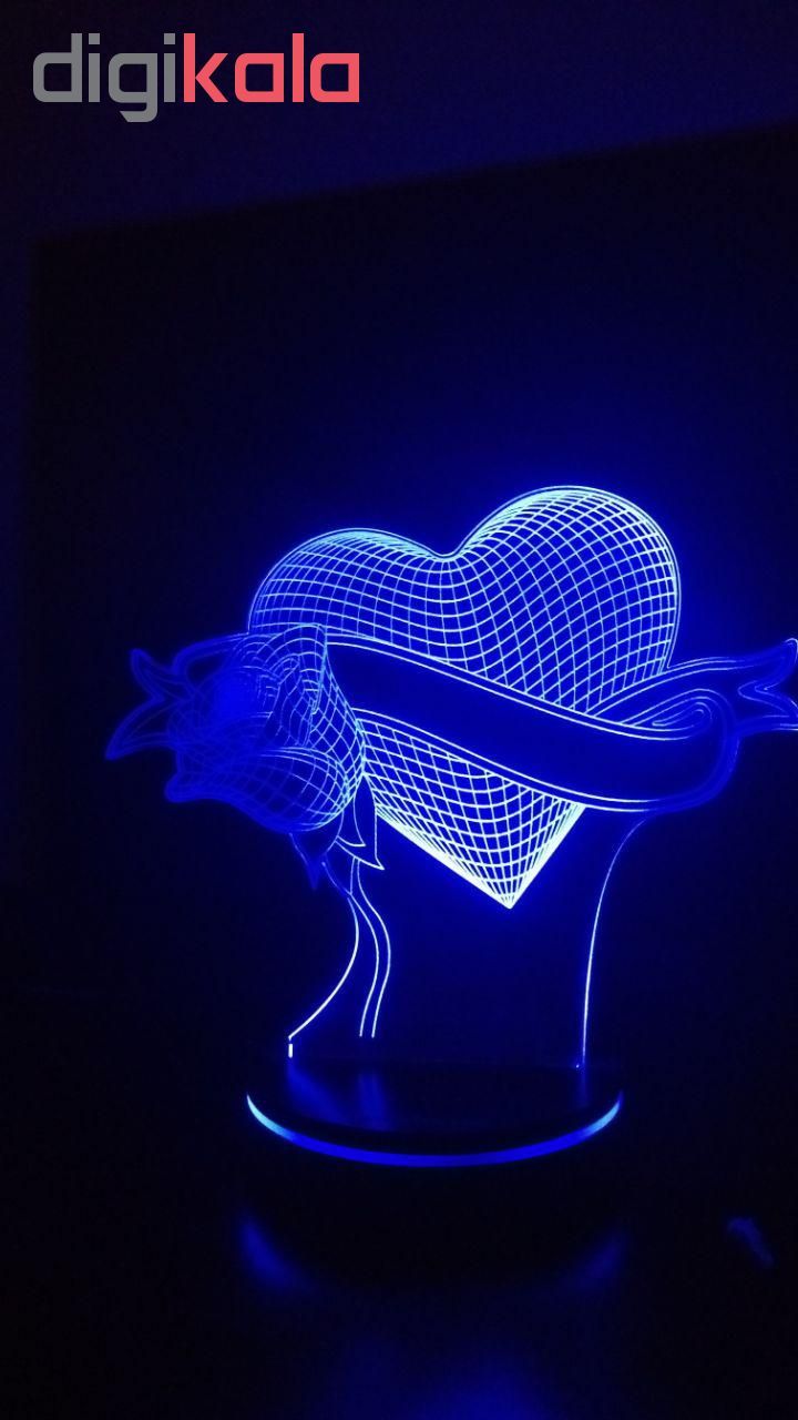 چراغ خواب سه بعدی پارسافن لیزر طرح عاشقانه قلب و گل 16 رنگ ریموت دار