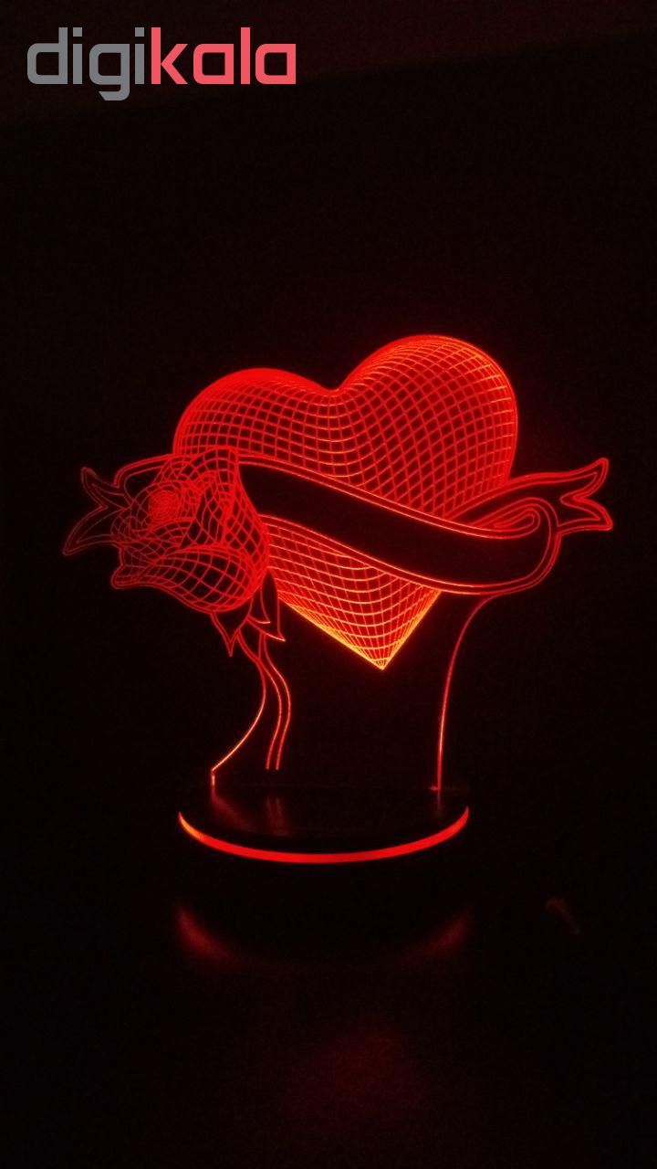 چراغ خواب سه بعدی پارسافن لیزر طرح عاشقانه قلب و گل 16 رنگ ریموت دار