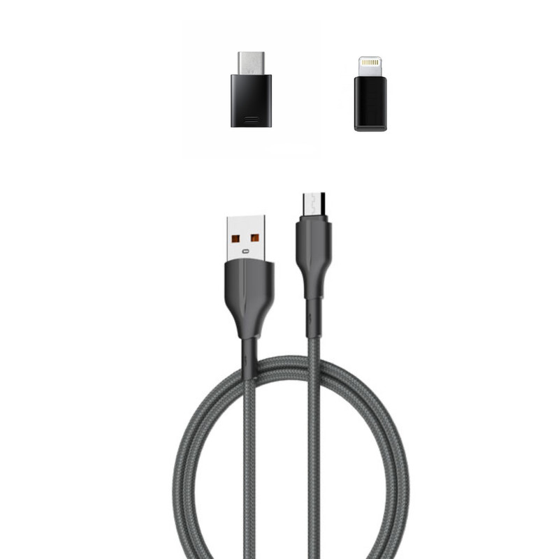 کابل تبدیل USB به microUSB / لایتنینگ / USB-C الدینیو مدل LS851 طول 1 متر