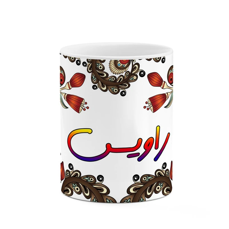 ماگ کاکتی مدل اسم راویس طرح سنتی گل و بته کد mgh45186