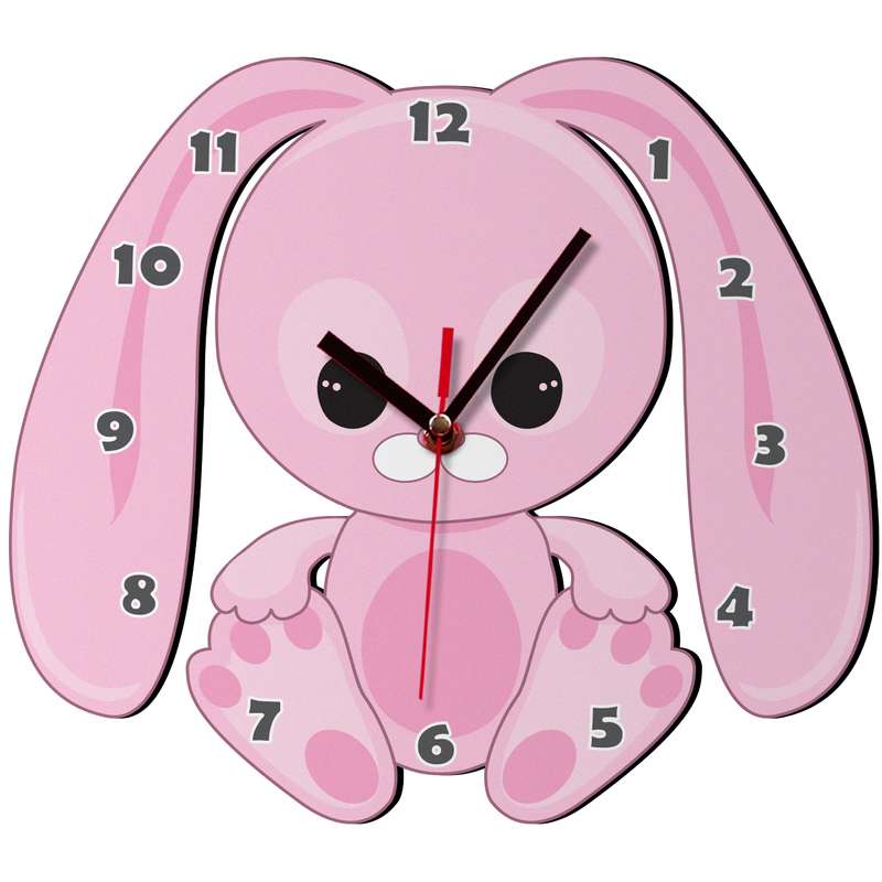 ساعت دیواری کودک باروچین مدل خرگوش صورتی کد c-115