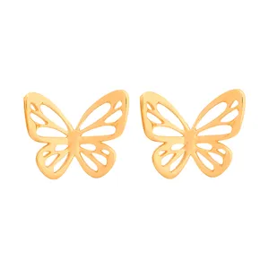 گوشواره میخی طلا 18 عیار زنانه هومن گلد مدل پروانه کد E498