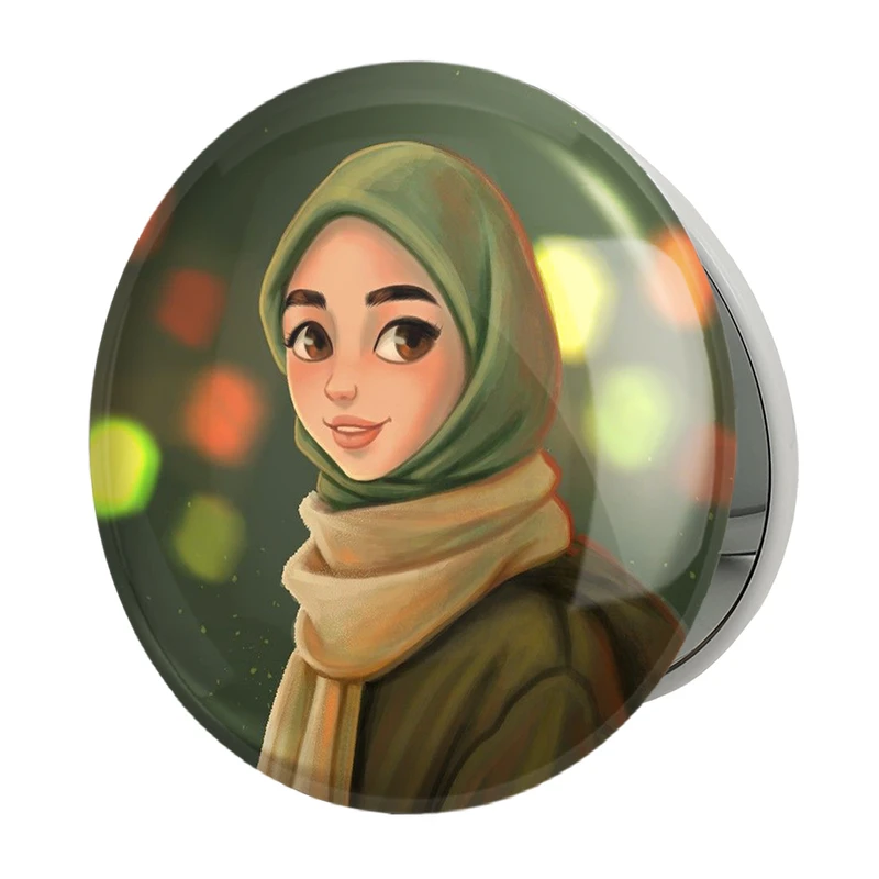 آینه جیبی خندالو طرح دخترانه باحجاب مدل تاشو کد 25995 
