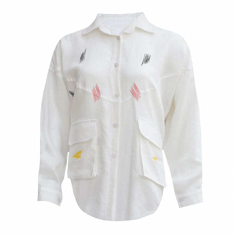 شومیز آستین بلند زنانه مدل مدادرنگی