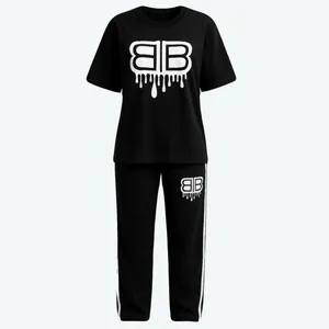 ست تی شرت آستین کوتاه و شلوار راحتی زنانه مدل بنیا کد 01