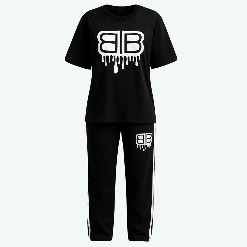 ست تی شرت آستین کوتاه و شلوار راحتی زنانه مدل بنیا کد 01